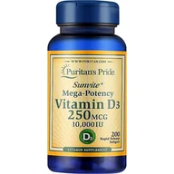 Witaminy i minerały - Witamina D3 10000 IU - wsparcie odporności 200 kapsułek Puritans Pride - miniaturka - grafika 1