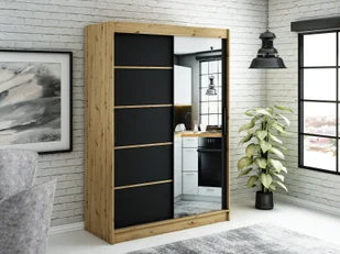 MINIO szafa 150 cm LETO V2 czarny mat / dąb Artisan - Szafy - miniaturka - grafika 1