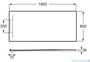 Roca Pyros 180x80cm brodzik prostokątny konglomeratowy perłowy AP90170832001630 | - Brodziki prysznicowe - miniaturka - grafika 2