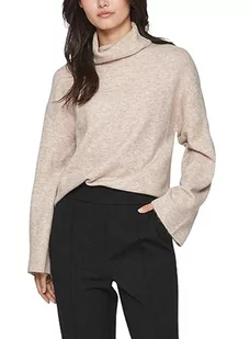 Vila Damski sweter z dzianiny z golfem, Naturalny melanż, XS - Swetry damskie - miniaturka - grafika 1