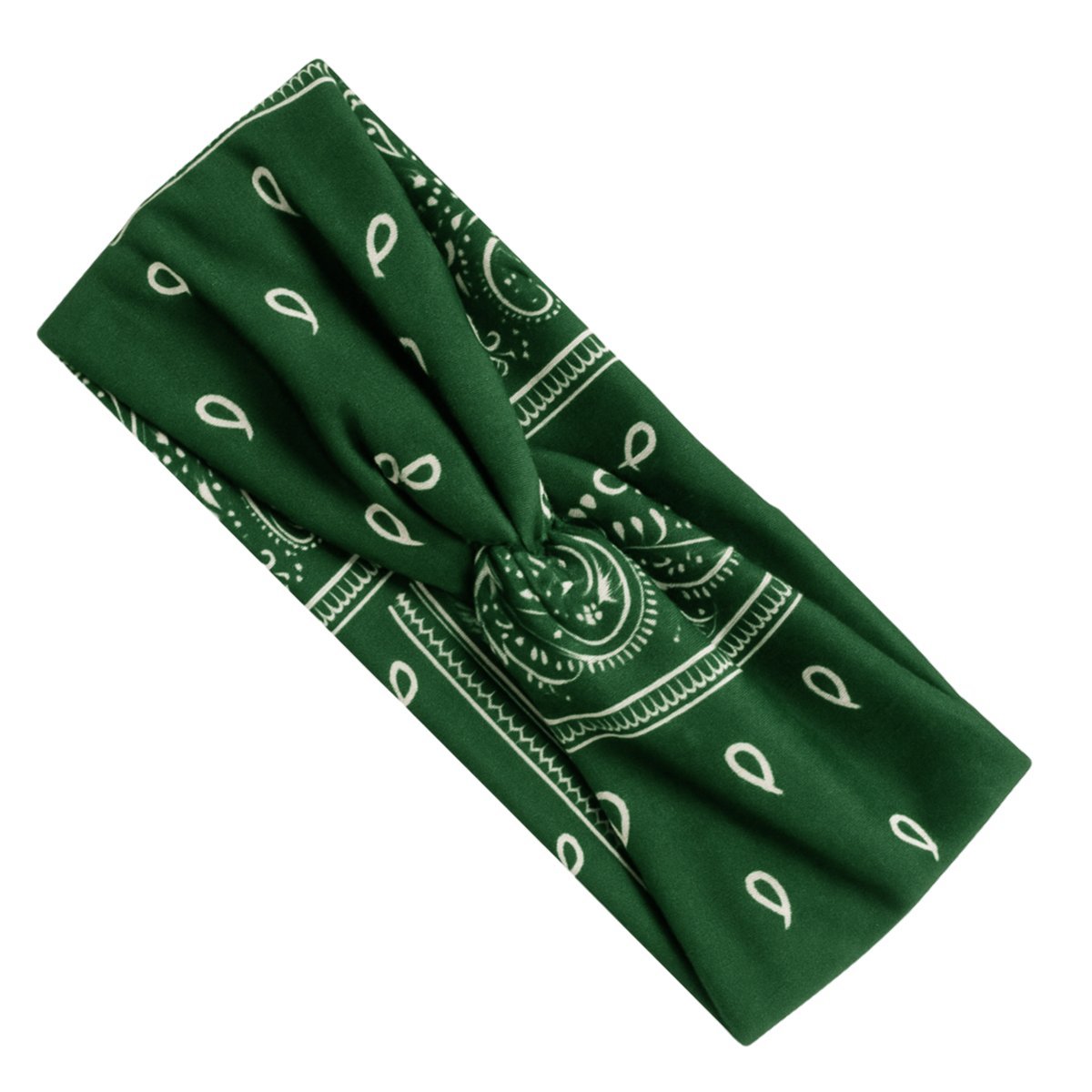 Opaska na Głowę Zielona Szeroka z Supłem Paisley Bezpieczna Lekka i Wygodna