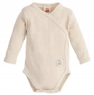 Body dla niemowląt - Body niemowlęce koperta bawełna prążek Makoma Harmony Natural Beige 56 cm - miniaturka - grafika 1