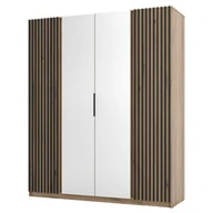 Szafy - Szafa z lamelami i lustrem KAJA EV/EV-BL 2LAM2LUS Dąb evoke, czarny - miniaturka - grafika 1