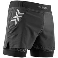Spodnie sportowe męskie - X-BIONIC Spodenki biegowe męskie TWYCE RACE 2in1 SHORTS black/charcoal - miniaturka - grafika 1