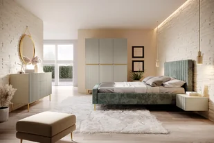 Szafa Nicole 150 cm z kontenerkiem - kaszmir / złote nóżki - Szafy - miniaturka - grafika 3