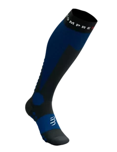 COMPRESSPORT skarpety kompresyjne narciarskie SKI TOURING FULL SOCKS black/estate blue - Skarpetki sportowe męskie - miniaturka - grafika 1