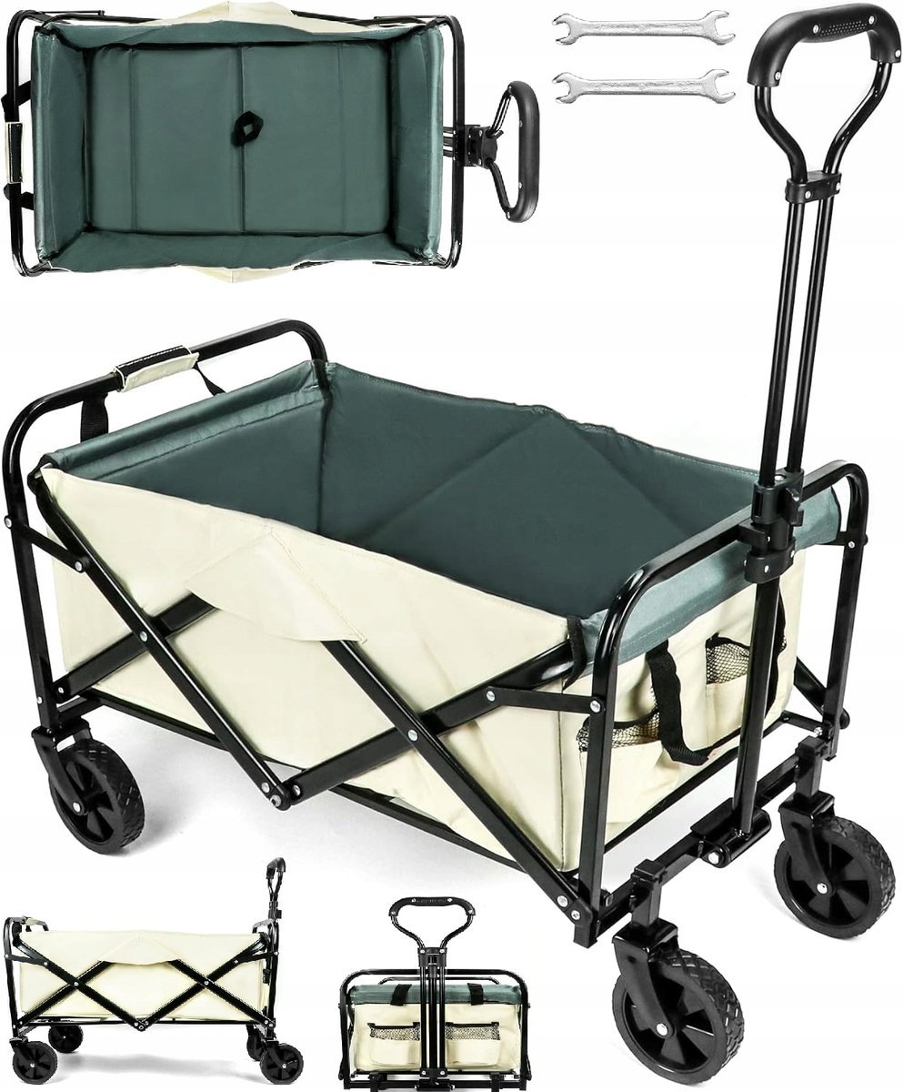 WÓZEK PLAŻOWY RĘCZNY WÓZ TRANSPORTOWY KOSZYK KEMPINGOWY OBCIĄŻENIE 80kg