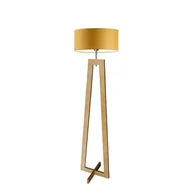 Lampy stojące - Drewniana lampa podłogowa z musztardowym abażurem BALI - miniaturka - grafika 1