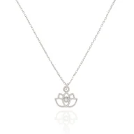 Naszyjniki - Naszyjnik srebrny z kwiatem lotosu i kryształkiem 50 CM - miniaturka - grafika 1