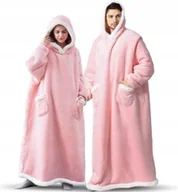 Bluzy damskie - BLUZA KOC KOCOBLUZA CIEPŁA DLA DOROSŁYCH DŁUGA KOCYK RÓŻOWA DŁUGA MIĘKKA - miniaturka - grafika 1