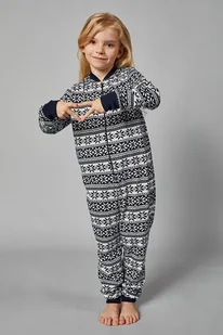 Kombinezon do spania dziecięcy Alaska, granatowy norweski wzór 98/104 - Piżamy dla dziewczynek - miniaturka - grafika 1