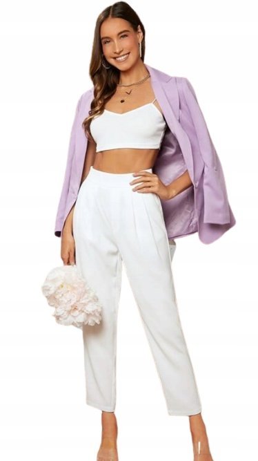 SHEIN SPODNIE PROSTE BIAŁE ELEGANCKIE 7/8 38 ŁSP