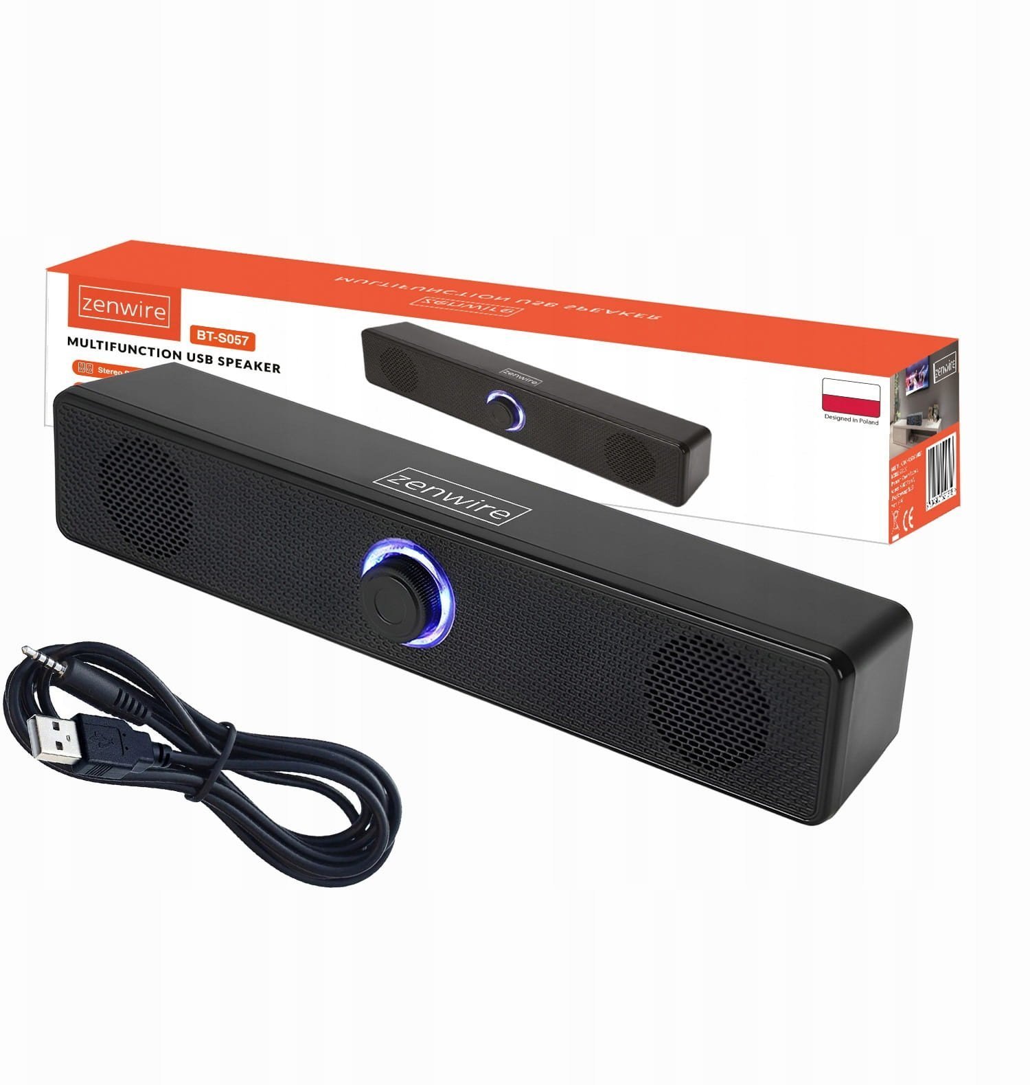 Mini Soundbar Głośniki Komputerowe 2.0 USB do Laptopa Komputera PC LED 18W Zenwire BT-S057