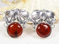 Spinki do mankietów i krawatów - Spinki srebrne z bursztynem, handmade 802-2 - miniaturka - grafika 1