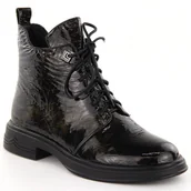 Botki damskie - Skórzane botki lakierowane D&A S.Barski Premium Collection LZ42-042 czarne - miniaturka - grafika 1