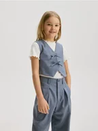 Spodnie i spodenki dla dziewczynek - Reserved - Eleganckie spodnie z wiskozą - jasnoniebieski - miniaturka - grafika 1