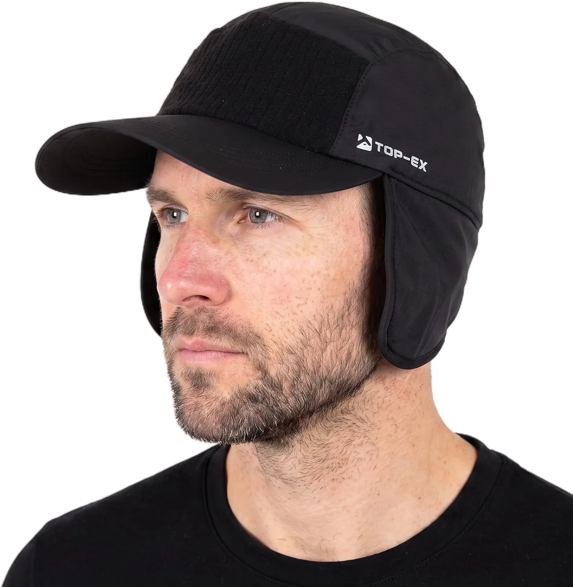 CZAPKA ZIMOWA MĘSKA Z DASZKIEM WODOSZCZELNA Z NAUSZNIKAMI POLAR POLARTEC
