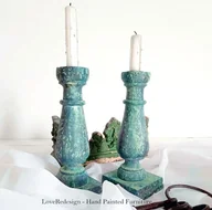 Świeczniki - Drewniane antyczne świeczniki OLD PATINA - miniaturka - grafika 1