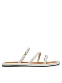 Klapki i japonki damskie - Tommy Hilfiger Klapki Strappy Leather Mule FW0FW08939 Biały - miniaturka - grafika 1