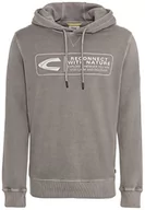 Bluzy męskie - camel active Męska bluza z kapturem z nadrukiem logo, szary, S - miniaturka - grafika 1