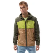 Kurtki męskie - Kurtka męska sportowa kaptur C447 zielona S - miniaturka - grafika 1