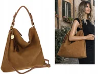 Torebki damskie - Torebka Damska Listonoszka Worek Shopper Torba na Ramię CC3151 Brązowa - miniaturka - grafika 1