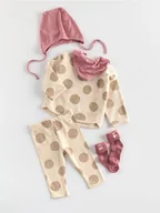 Komplety dla niemowląt - Reserved - Bawełniane legginsy w kropki - beżowy - miniaturka - grafika 1