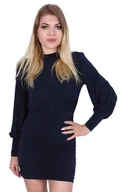 Sukienki - Granatowa, drapowana, krótka sukienka z półgolfem  John Zack L - miniaturka - grafika 1