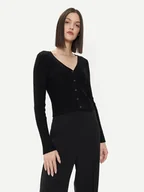 Swetry damskie - Vero Moda Kardigan Glory 10300305 Czarny Slim Fit - miniaturka - grafika 1