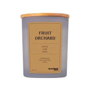 Świeca sojowa DONAU HOME, w szarym szkle, drewniana pokrywa i knot, Fruit Orchard, 200g - Świece - miniaturka - grafika 1