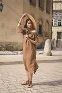 Sukienki - Lniana sukienka hiszpanka midi kokos - miniaturka - grafika 1