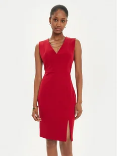 Fracomina Sukienka koktajlowa FQ24WD1008W42901 Czerwony Slim Fit - Sukienki - miniaturka - grafika 1