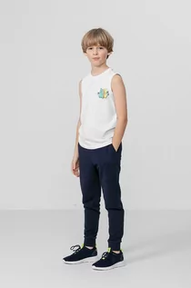 Spodnie i spodenki dla chłopców - 4F spodnie dresowe dziecięce kolor granatowy gładkie - grafika 1