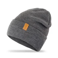 Czapki męskie - Nandy, Czapka męska z wywinięciem, szara - miniaturka - grafika 1