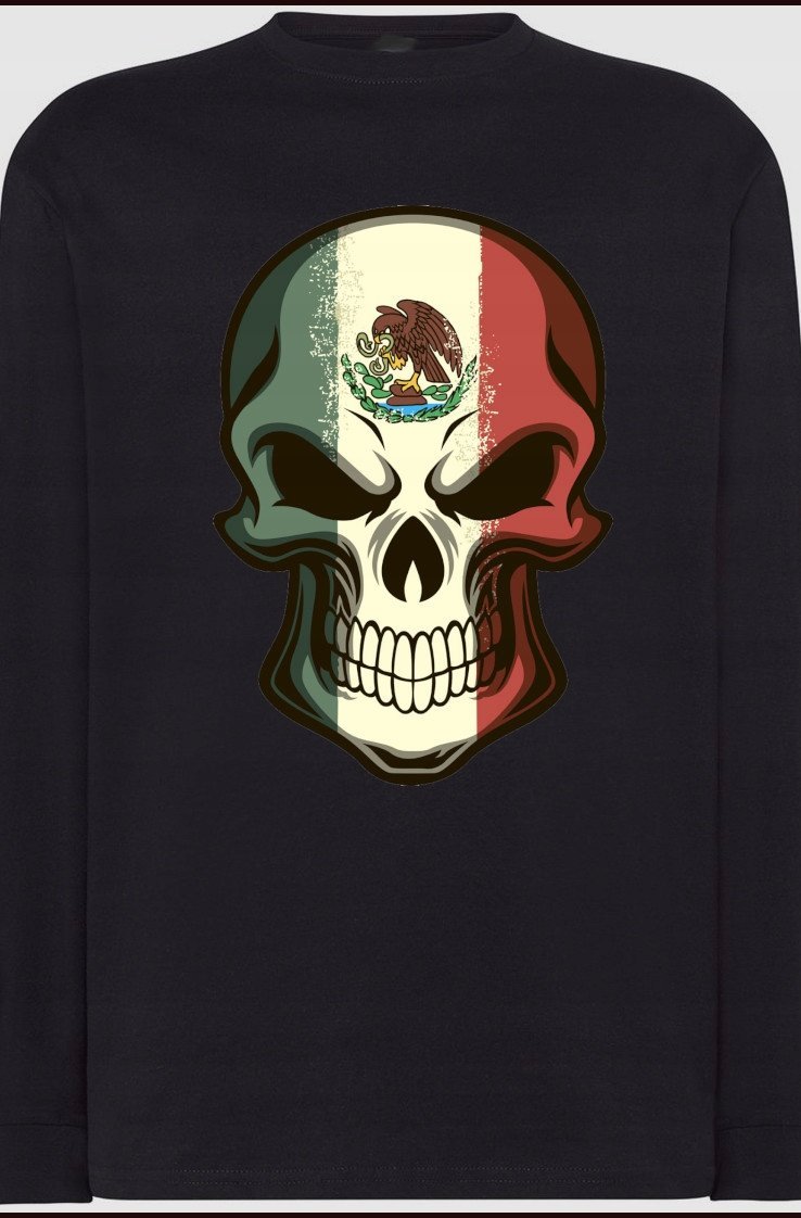 Longsleeve Męska Bluza Modna nadruk Czaszka r.4XL