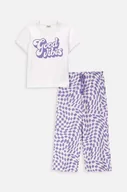 Piżamy dla dziewczynek - Coccodrillo piżama bawełniana dziecięca kolor fioletowy wzorzysta - miniaturka - grafika 1
