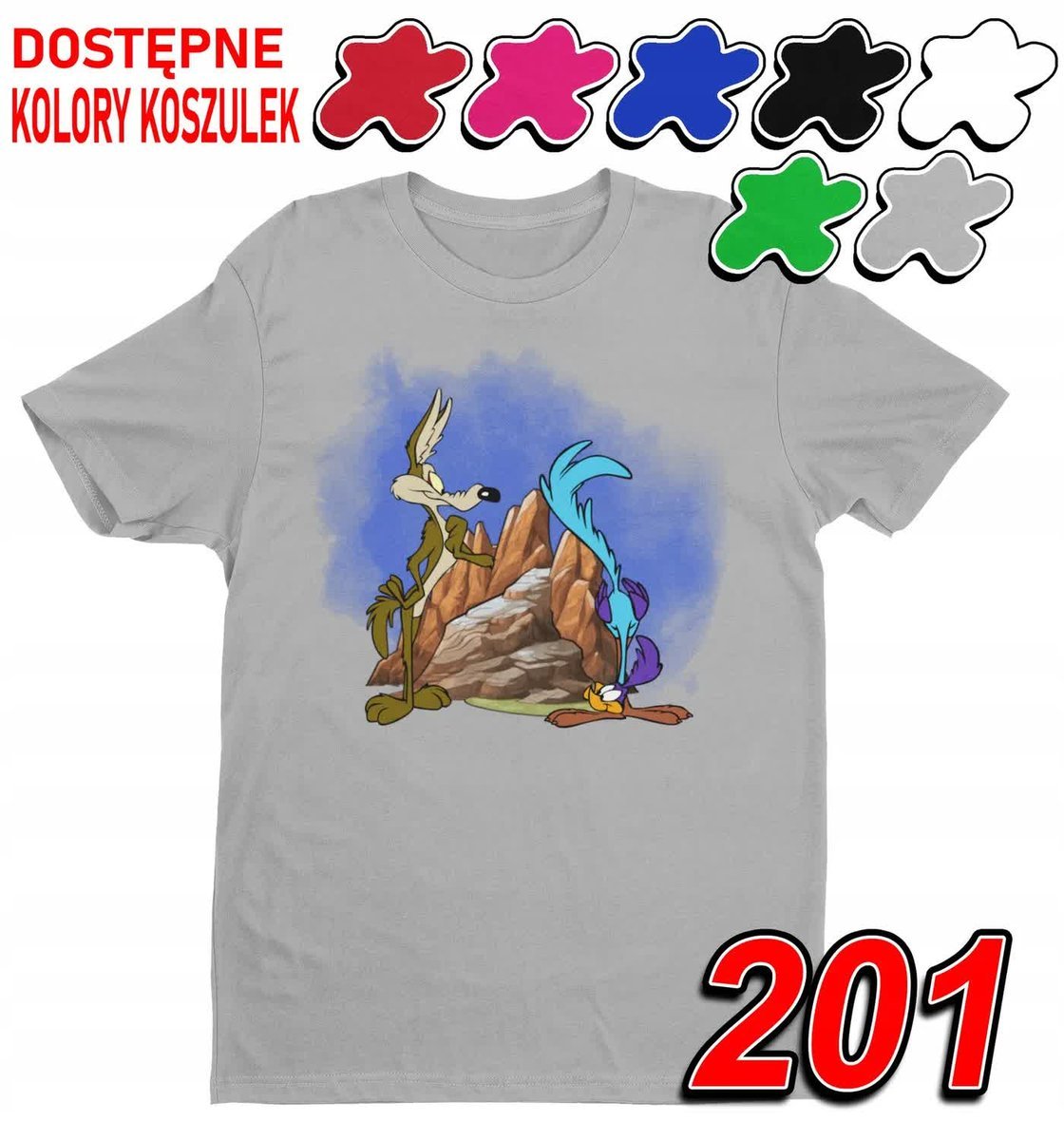 Dziecięca Koszulka T-Shirt Z Nadrukiem Kojot Struś Looney -M 134-140