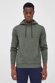 Bluzy męskie - Lyle & Scott bluza męska kolor zielony z kapturem gładka - grafika 1