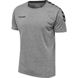 Koszulki męskie - Hummel HmlAuthentic Poly Jersey koszulka męska S/S szary szary melanż M 5700495819600 - grafika 1