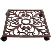 Donice - ŻELIWNY WÓZEK na donicę kwadratowy Podstawka pod kwiatki na kółkach 28 cm - miniaturka - grafika 1