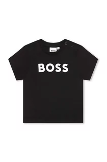 Koszulki dla chłopców - BOSS t-shirt bawełniany dziecięcy kolor czarny z nadrukiem - Boss - grafika 1