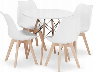 Leobert Zestaw stół okrągły TODI 80cm biały + 4 krzesła MARK białe - Meble ogrodowe - miniaturka - grafika 1