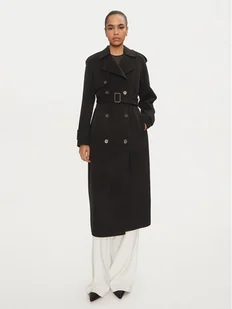 Elisabetta Franchi Płaszcz wełniany CP-57D-46E2 Czarny Regular Fit - Płaszcze damskie - miniaturka - grafika 1