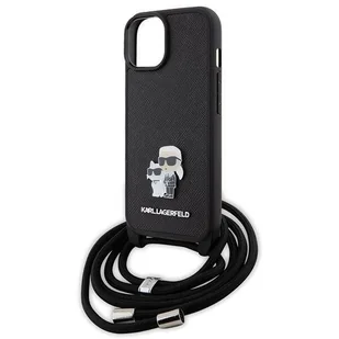 Etui Karl Lagerfeld Crossbody Saffiano Metal Pin Karl & Choupette na iPhone 15 - czarne - Etui i futerały do telefonów - miniaturka - grafika 5
