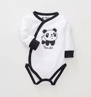 Pajacyki dla niemowląt - Białe body kopertowe PANDA z bawełny organicznej dla chłopca-56 - miniaturka - grafika 1