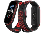 Akcesoria do smartwatchy - Sportowy pasek opaska Alogy do Xiaomi Mi Band 5/6 czarno-czerwony - miniaturka - grafika 1