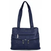 Torebki damskie - Torebka Damska Na Ramię Shopper Bag firmy Hernan 8006 Ciemno Granatowa - miniaturka - grafika 1