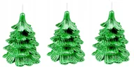 Świece - 3 x świeczki świąteczne choinka 10 cm cała zielona - miniaturka - grafika 1