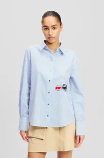 Karl Lagerfeld koszula bawełniana damska kolor niebieski relaxed z kołnierzykiem klasycznym A2W11032 - Koszule damskie - miniaturka - grafika 1