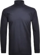 Swetry męskie - RAGMAN Sweter męski z golfem - długi rękaw, basic golf, regular fit, single jersey, jednokolorowy granatowy XL - miniaturka - grafika 1